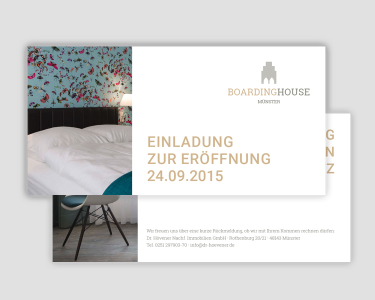 Einladungskarten zur Eröffnung des Boardinghouse Münster Einladungskarten zur Eröffnung des Boardinghouse Münster