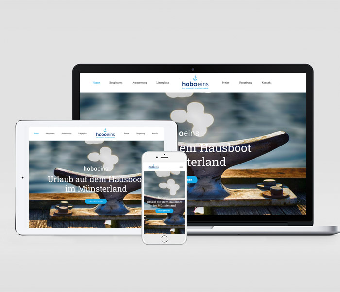 Logoentwicklung und Webdesign für das Hausbootprojekt "Hoboeins"