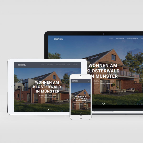 Webdesign für das Immobilienprojekt "Wohnen am Klosterwald"